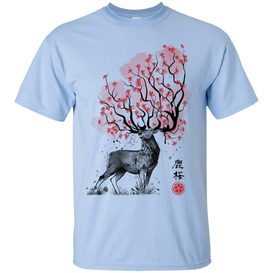 T-Shirts Light Blue / S Sakura Deer T-Shirt