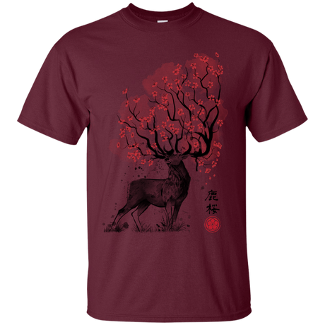 T-Shirts Maroon / S Sakura Deer T-Shirt