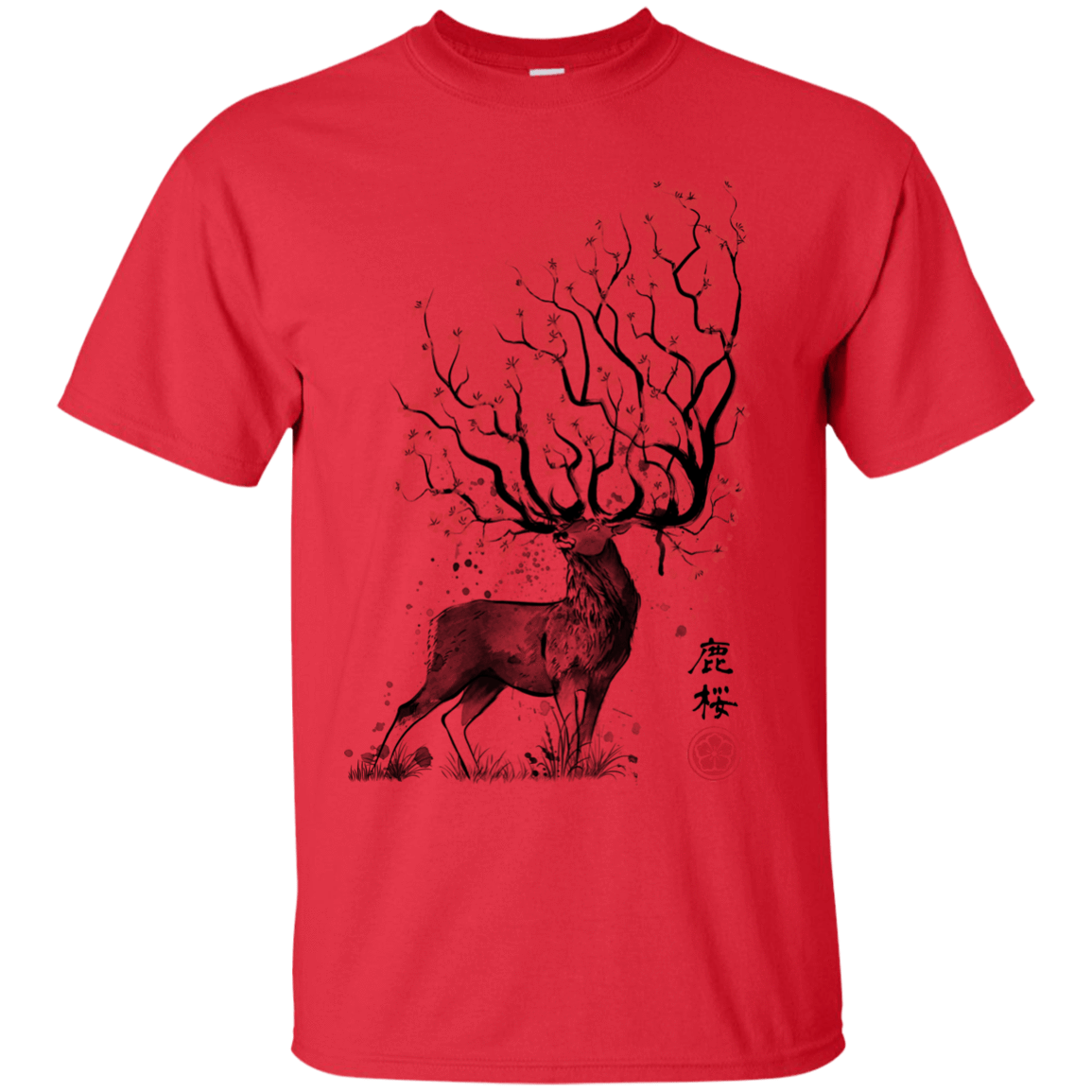 T-Shirts Red / S Sakura Deer T-Shirt
