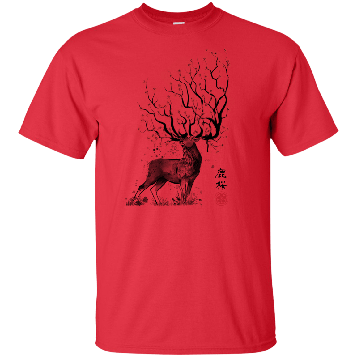 T-Shirts Red / XLT Sakura Deer Tall T-Shirt