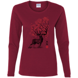 T-Shirts Cardinal / S Sakura Deer Women's Long Sleeve T-Shirt