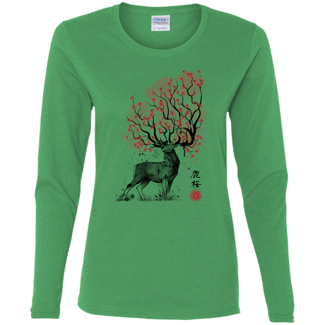 T-Shirts Irish Green / S Sakura Deer Women's Long Sleeve T-Shirt