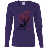 T-Shirts Purple / S Sakura Deer Women's Long Sleeve T-Shirt
