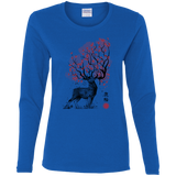 T-Shirts Royal / S Sakura Deer Women's Long Sleeve T-Shirt
