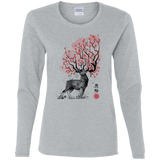 T-Shirts Sport Grey / S Sakura Deer Women's Long Sleeve T-Shirt