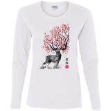 T-Shirts White / S Sakura Deer Women's Long Sleeve T-Shirt