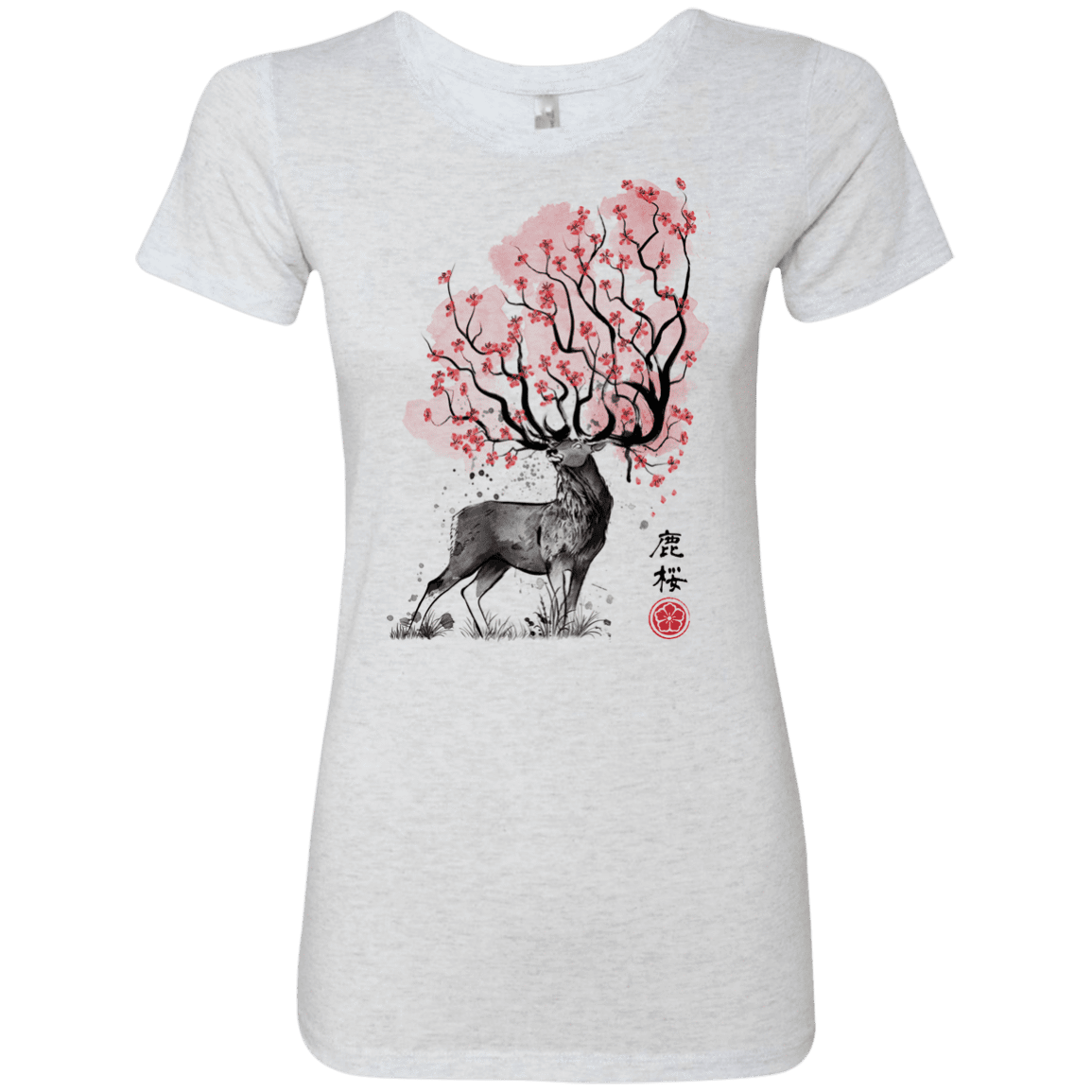 T-Shirts Heather White / S Sakura Deer Women's Triblend T-Shirt