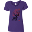 T-Shirts Purple / S Sakura Deer Women's V-Neck T-Shirt