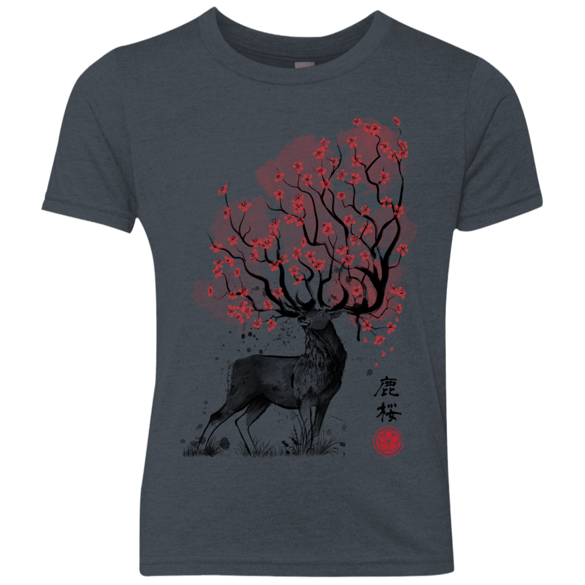 Sakura Deer Youth Triblend T-Shirt