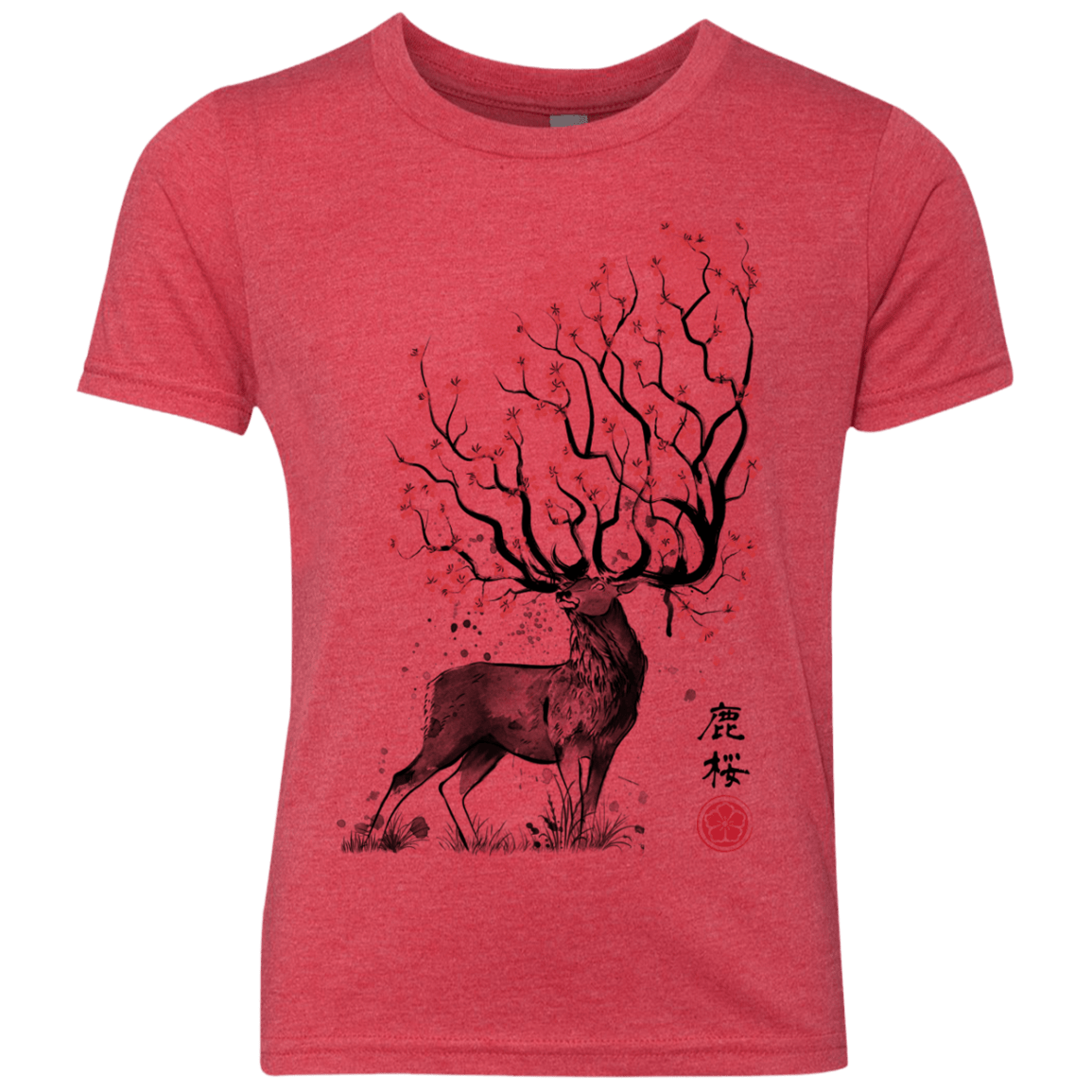 Sakura Deer Youth Triblend T-Shirt