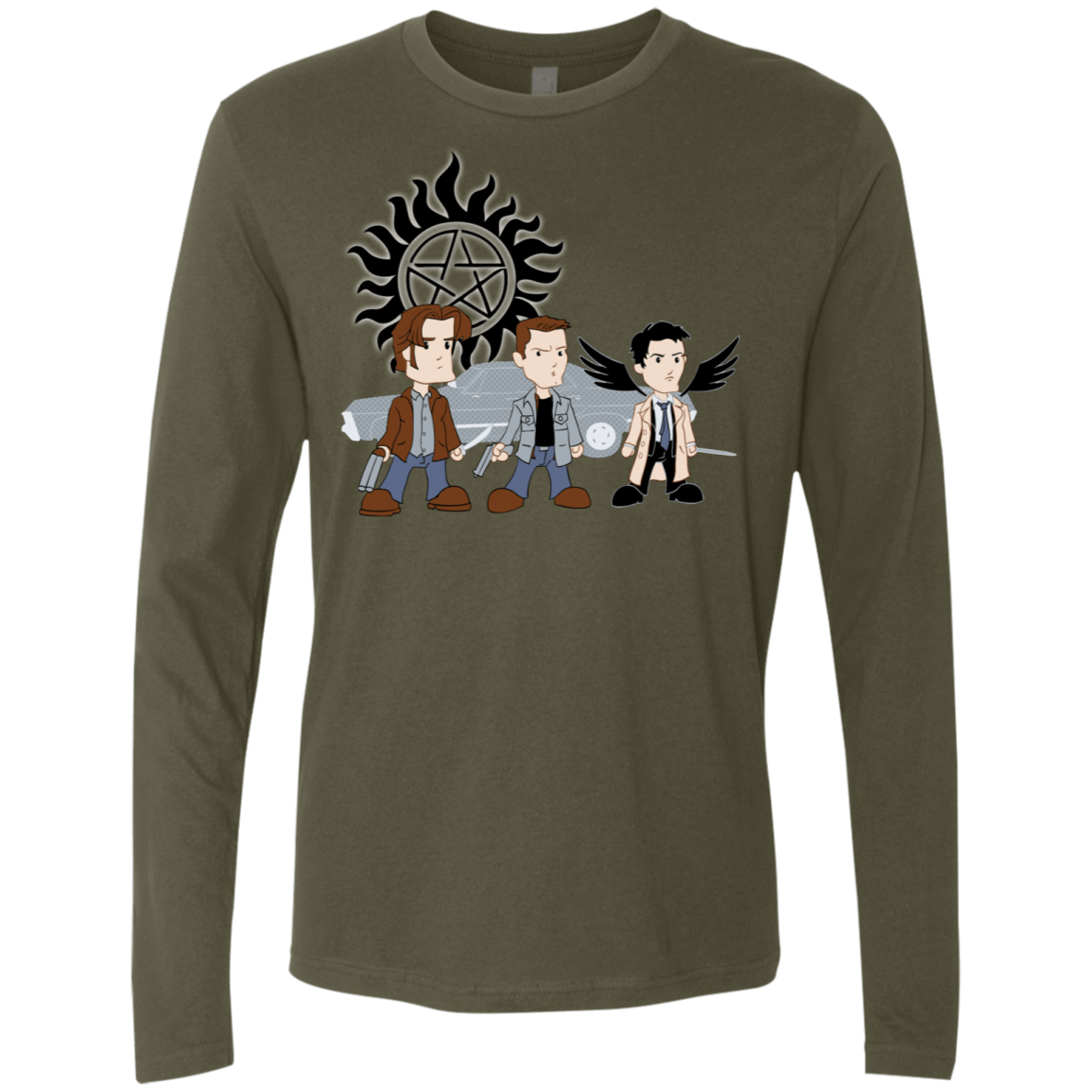T-Shirts Military Green / S Sam, Dean and Cas Men's Premium Long Sleeve