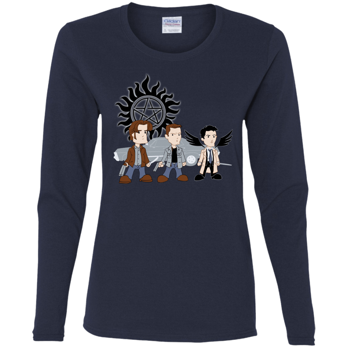 T-Shirts Navy / S Sam, Dean and Cas Women's Long Sleeve T-Shirt