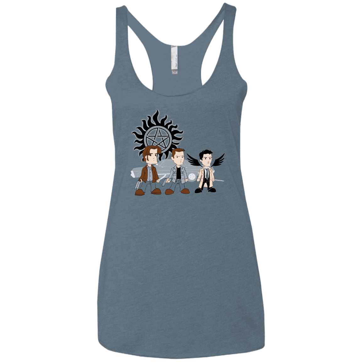 T-Shirts Indigo / X-Small Sam, Dean and Cas Women's Triblend Racerback Tank