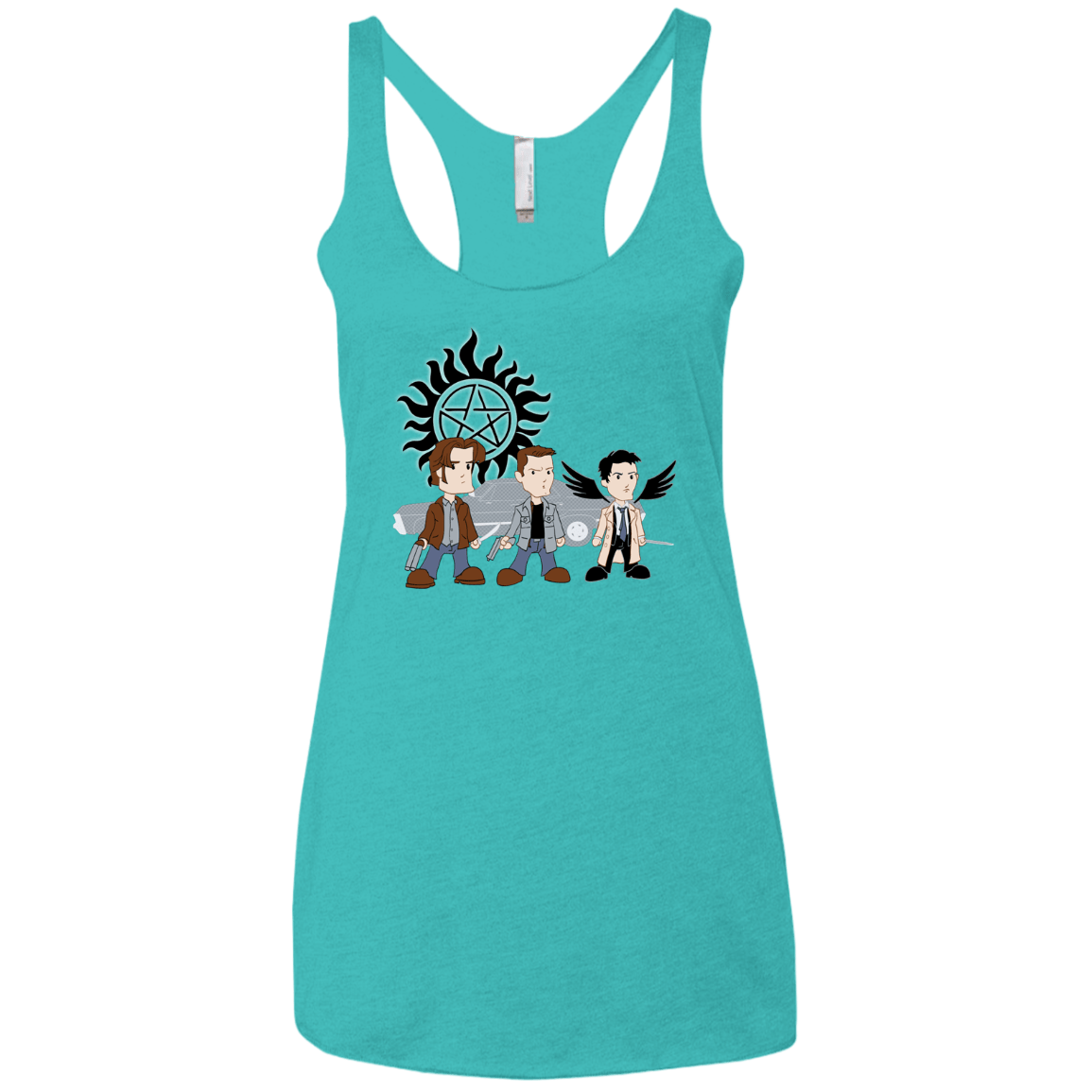 T-Shirts Tahiti Blue / X-Small Sam, Dean and Cas Women's Triblend Racerback Tank