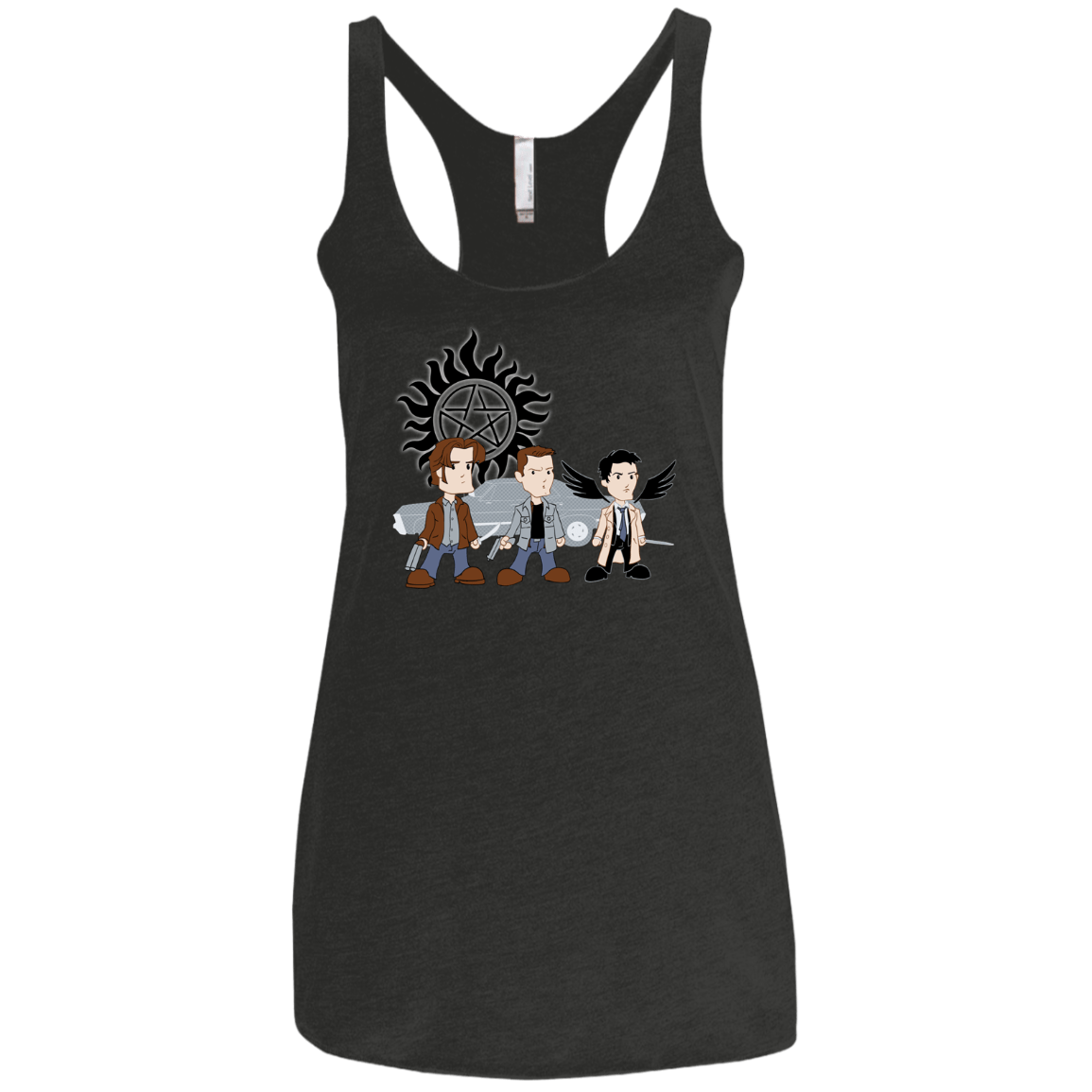 T-Shirts Vintage Black / X-Small Sam, Dean and Cas Women's Triblend Racerback Tank