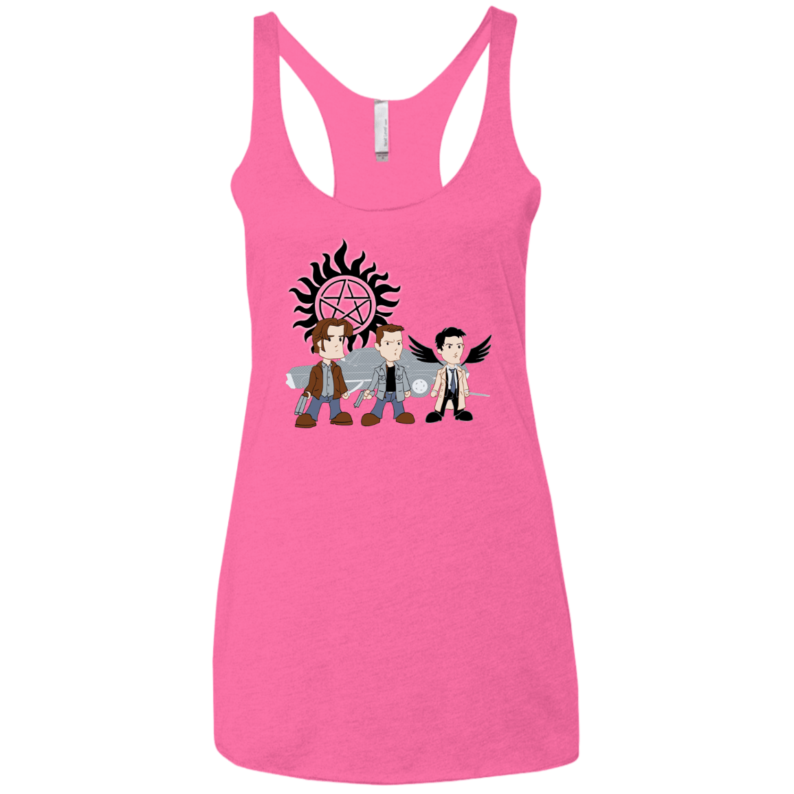 T-Shirts Vintage Pink / X-Small Sam, Dean and Cas Women's Triblend Racerback Tank