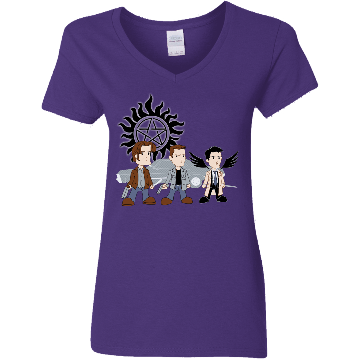 T-Shirts Purple / S Sam, Dean and Cas Women's V-Neck T-Shirt