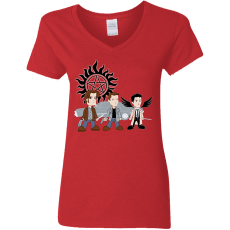 T-Shirts Red / S Sam, Dean and Cas Women's V-Neck T-Shirt