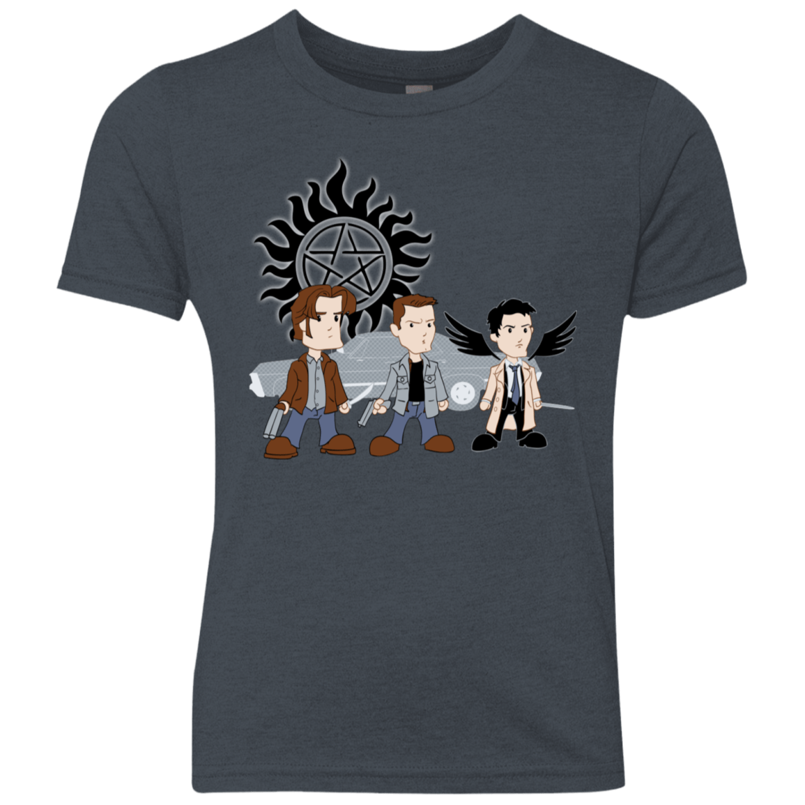 T-Shirts Vintage Navy / YXS Sam, Dean and Cas Youth Triblend T-Shirt