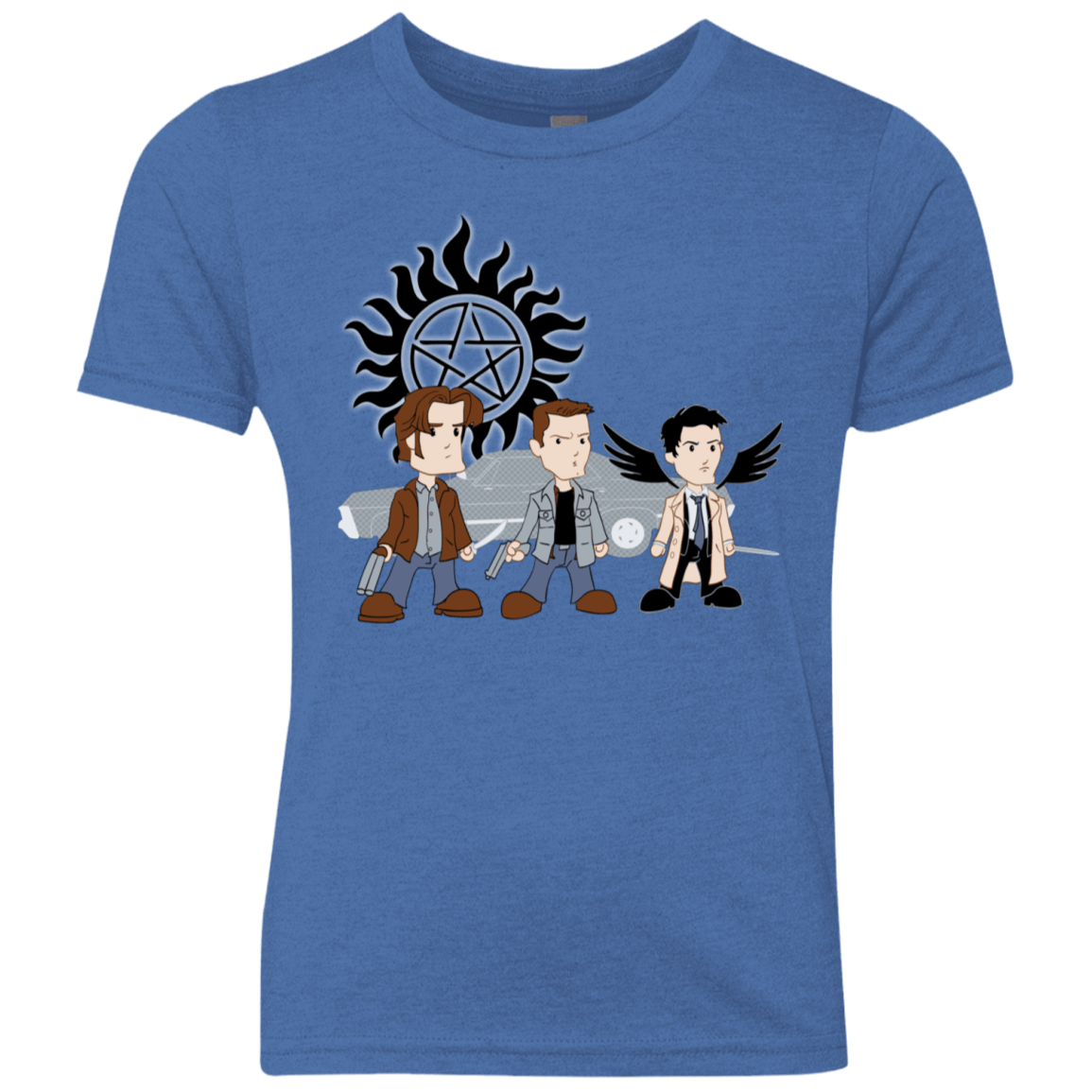 T-Shirts Vintage Royal / YXS Sam, Dean and Cas Youth Triblend T-Shirt