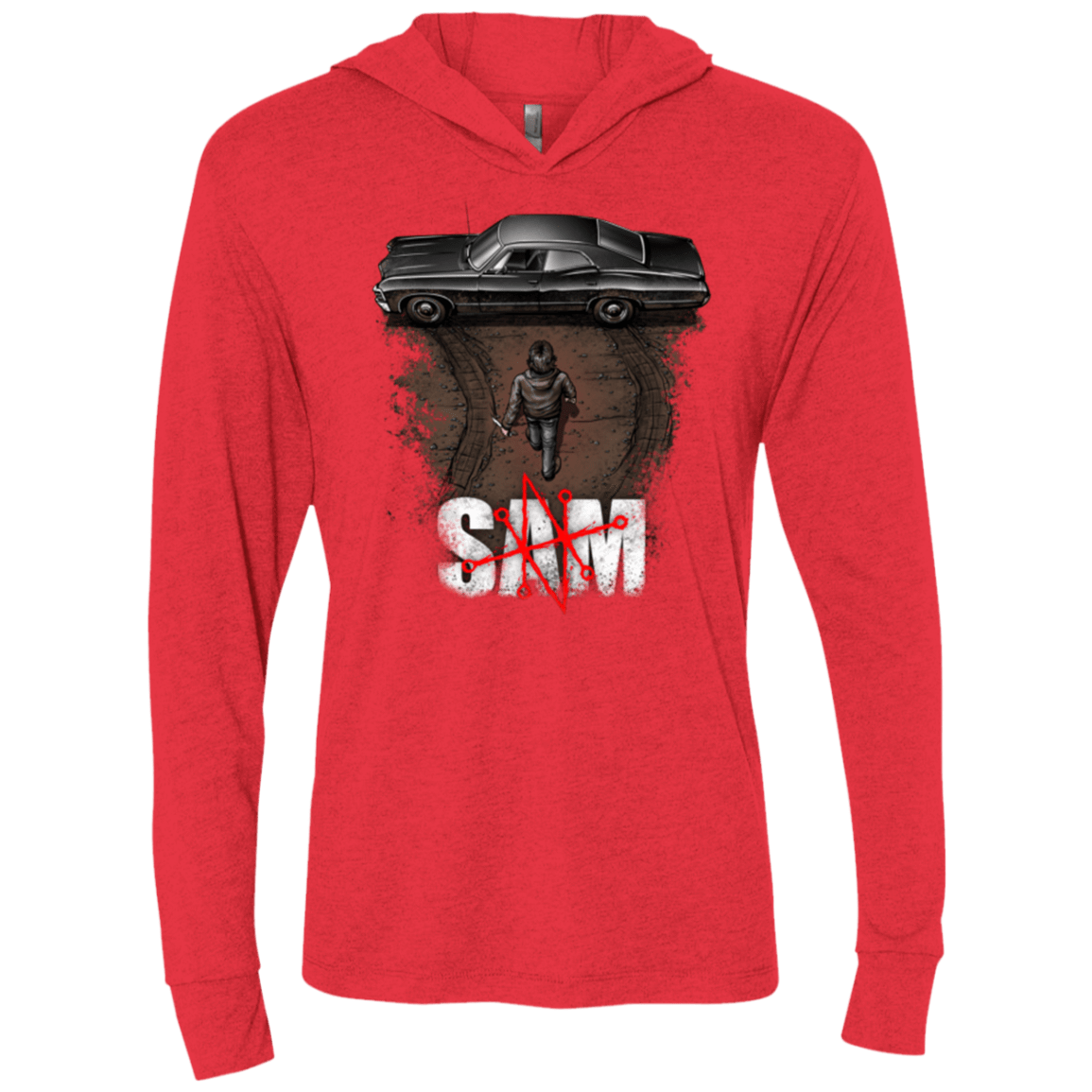T-Shirts Vintage Red / X-Small Sam Triblend Long Sleeve Hoodie Tee