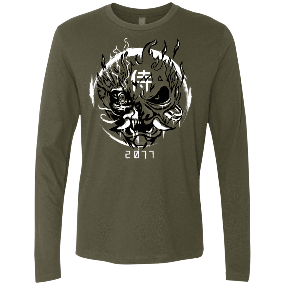 T-Shirts Military Green / S Samurai 2077 Men's Premium Long Sleeve