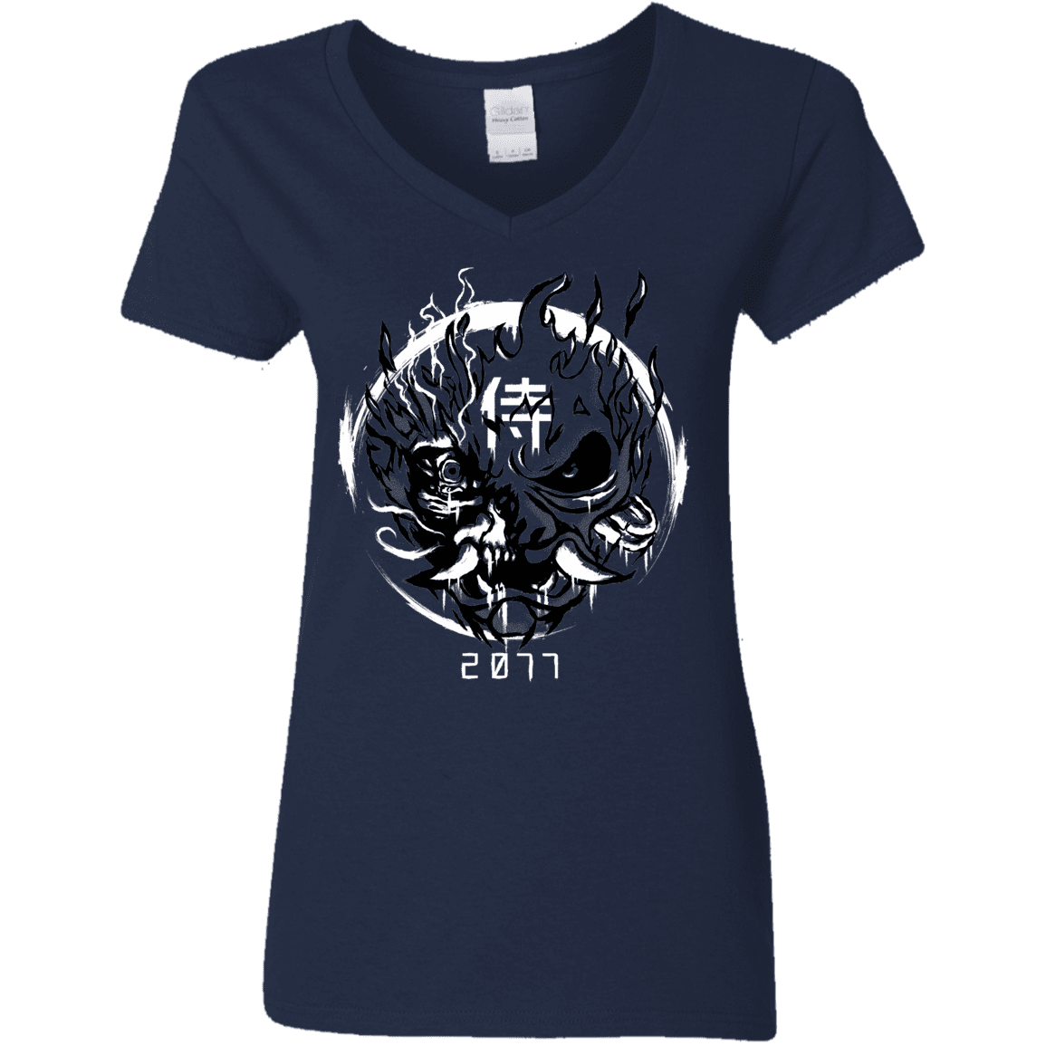 T-Shirts Navy / S Samurai 2077 Women's V-Neck T-Shirt