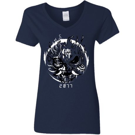 T-Shirts Navy / S Samurai 2077 Women's V-Neck T-Shirt