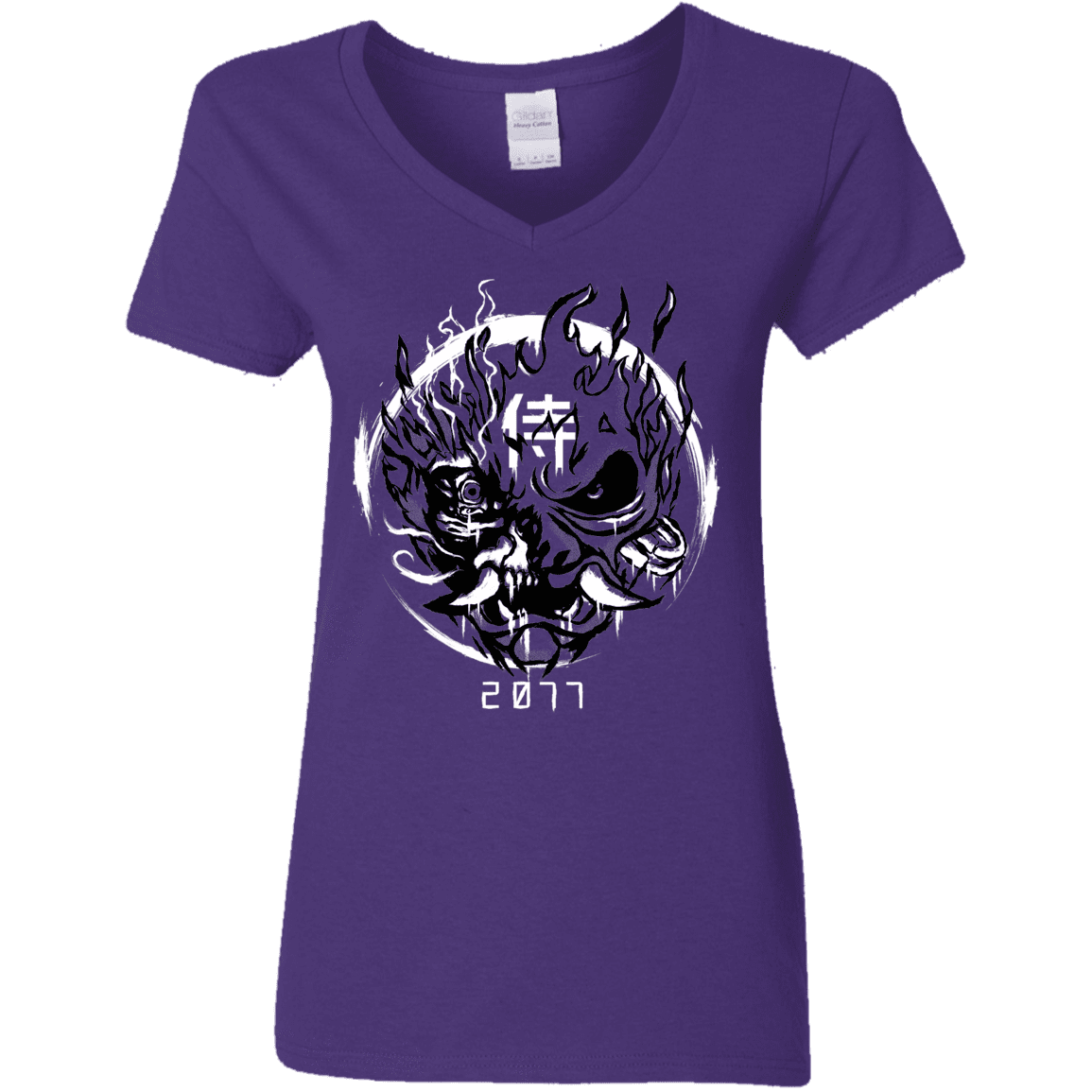 T-Shirts Purple / S Samurai 2077 Women's V-Neck T-Shirt