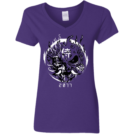 T-Shirts Purple / S Samurai 2077 Women's V-Neck T-Shirt