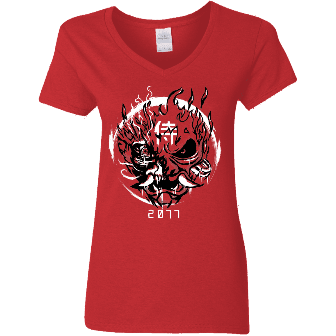 T-Shirts Red / S Samurai 2077 Women's V-Neck T-Shirt