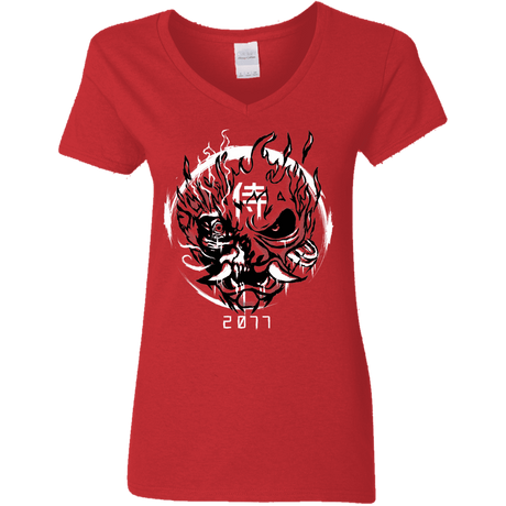 T-Shirts Red / S Samurai 2077 Women's V-Neck T-Shirt