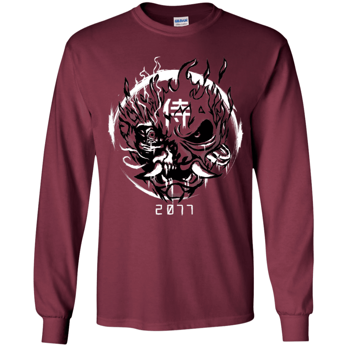 T-Shirts Maroon / YS Samurai 2077 Youth Long Sleeve T-Shirt