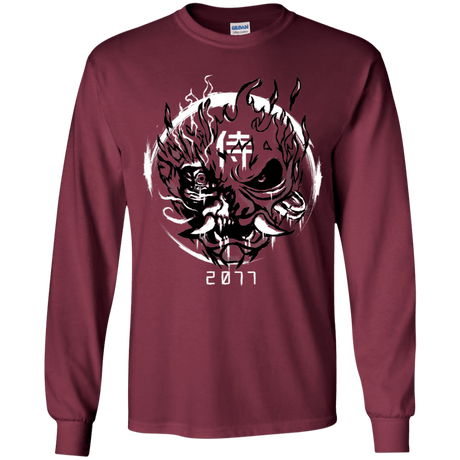 T-Shirts Maroon / YS Samurai 2077 Youth Long Sleeve T-Shirt