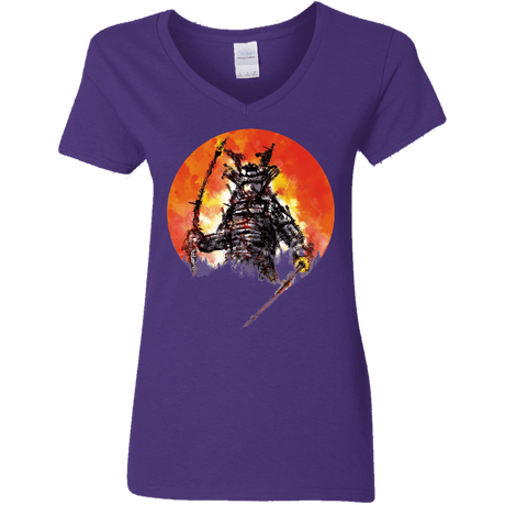 T-Shirts Purple / S Samurai Bot Women's V-Neck T-Shirt