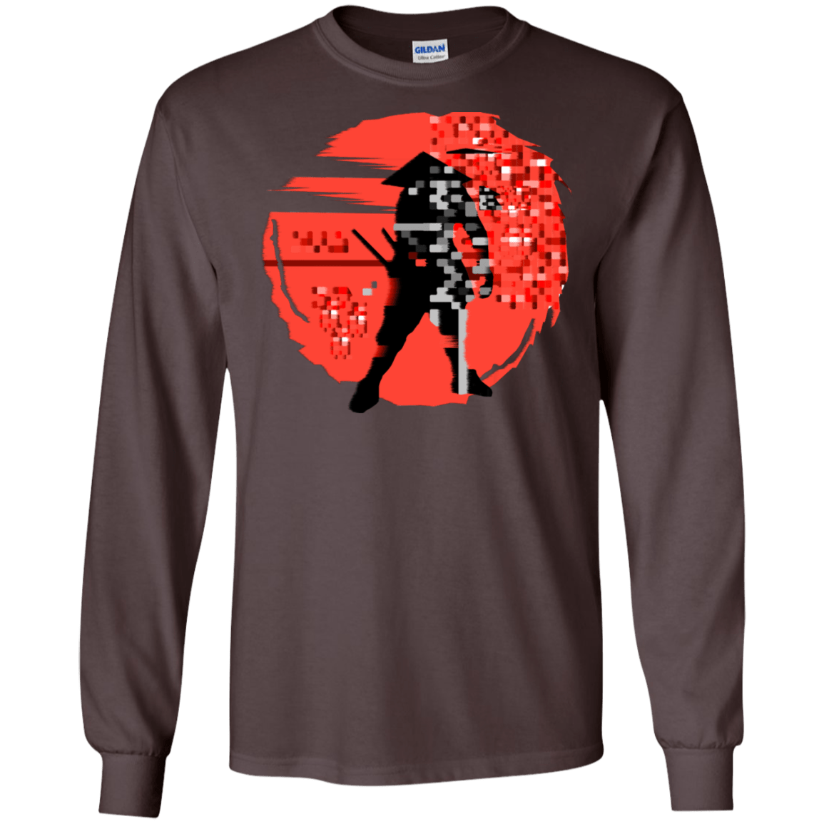 T-Shirts Dark Chocolate / S Samurai Pixel Men's Long Sleeve T-Shirt