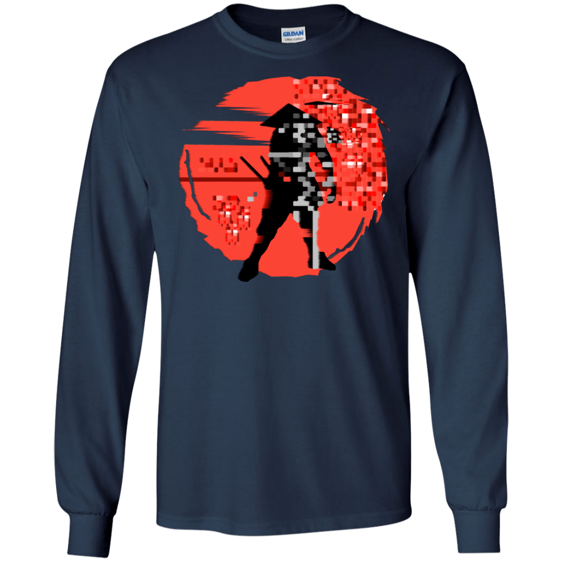 T-Shirts Navy / S Samurai Pixel Men's Long Sleeve T-Shirt