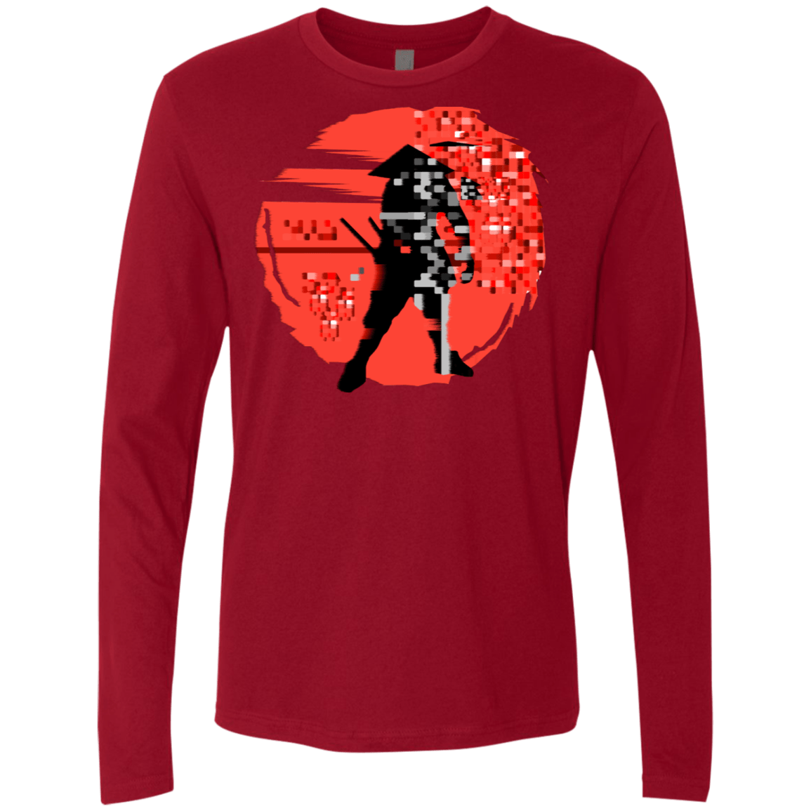 T-Shirts Cardinal / S Samurai Pixel Men's Premium Long Sleeve