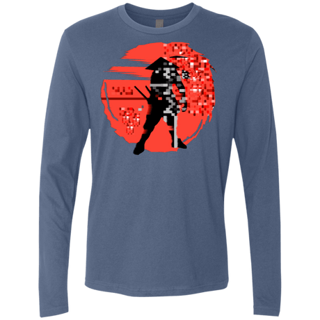 T-Shirts Indigo / S Samurai Pixel Men's Premium Long Sleeve