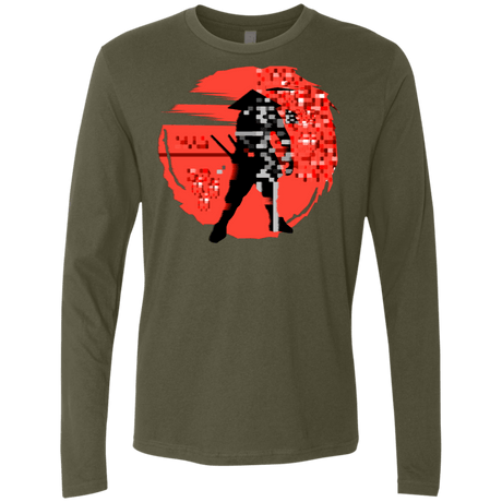 T-Shirts Military Green / S Samurai Pixel Men's Premium Long Sleeve