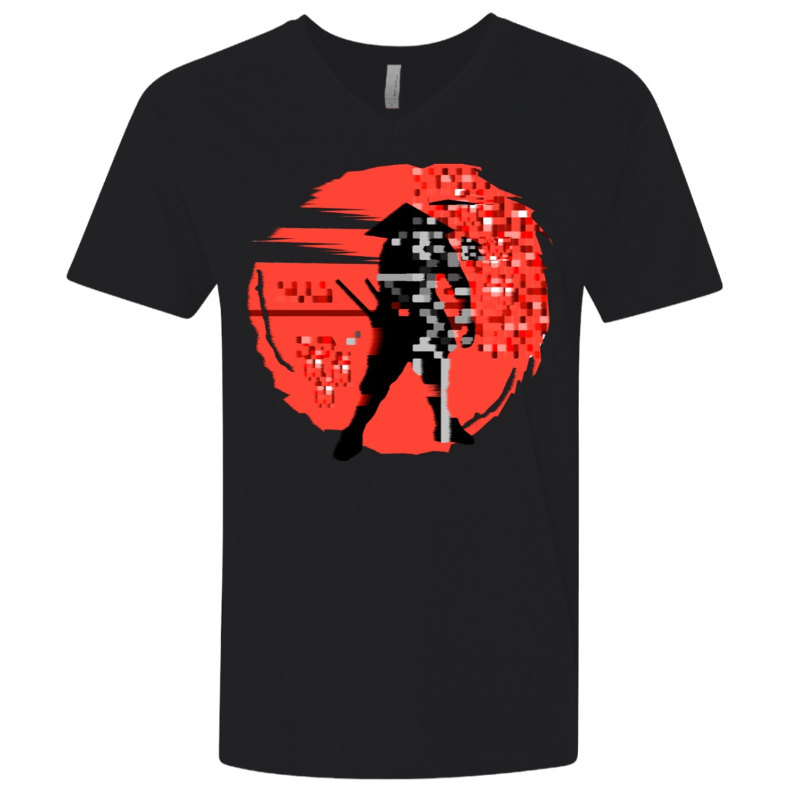 T-Shirts Black / X-Small Samurai Pixel Men's Premium V-Neck