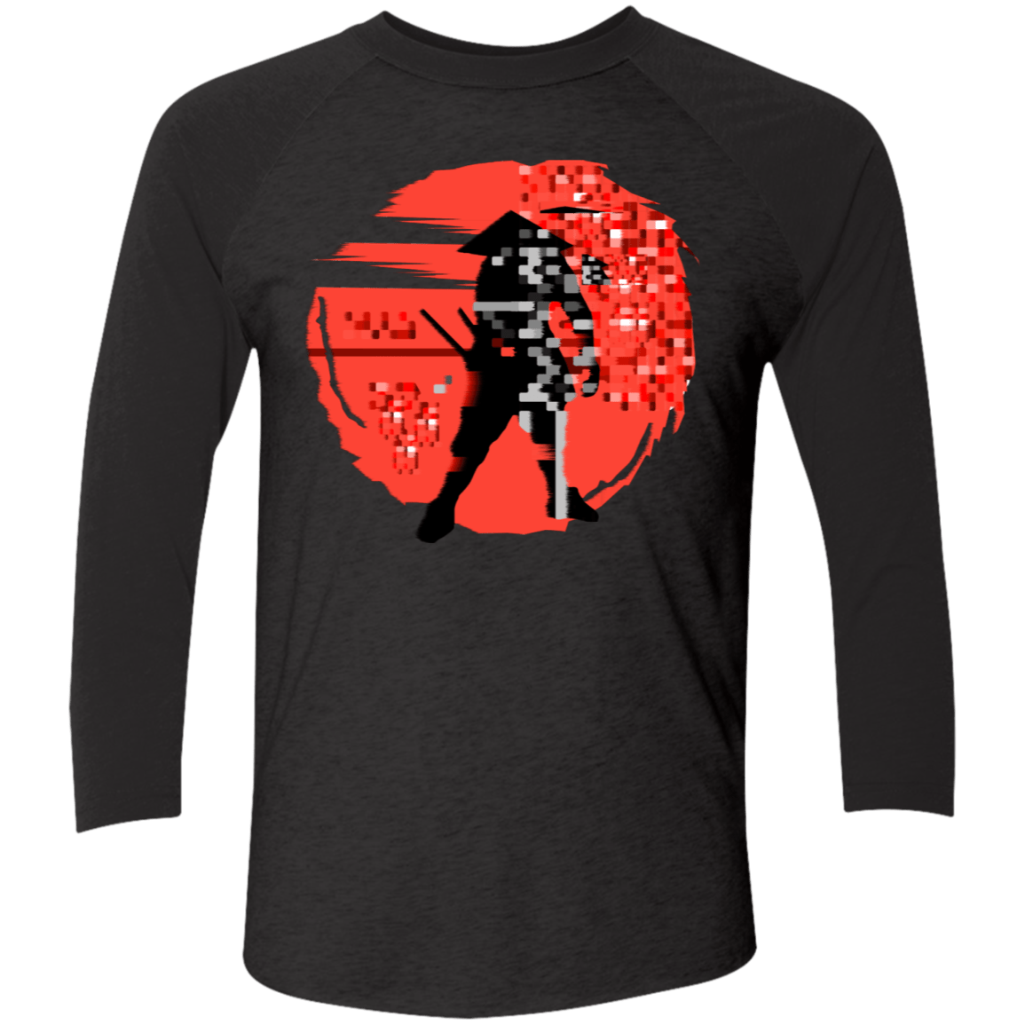 T-Shirts Vintage Black/Vintage Black / X-Small Samurai Pixel Men's Triblend 3/4 Sleeve