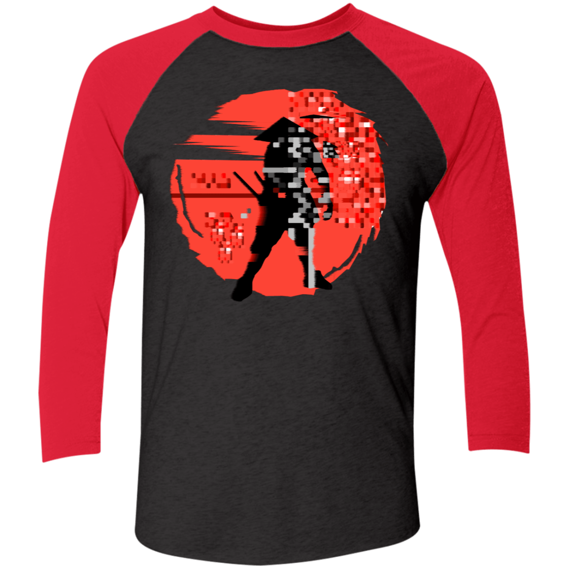 T-Shirts Vintage Black/Vintage Red / X-Small Samurai Pixel Men's Triblend 3/4 Sleeve