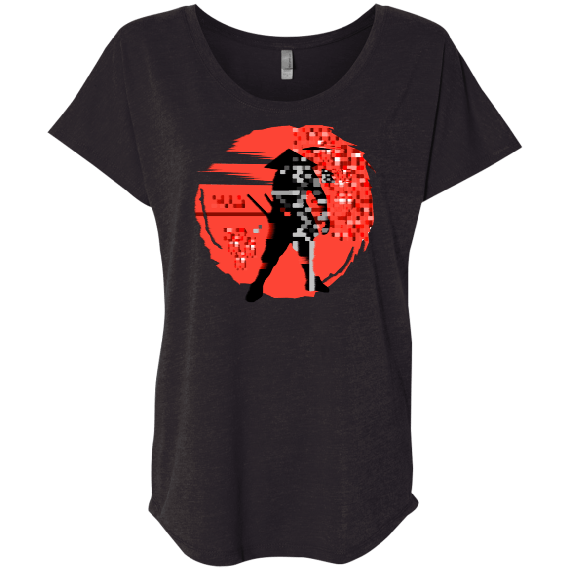 T-Shirts Vintage Black / X-Small Samurai Pixel Triblend Dolman Sleeve