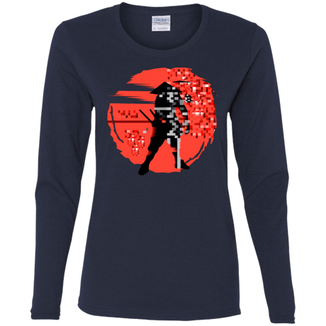 T-Shirts Navy / S Samurai Pixel Women's Long Sleeve T-Shirt