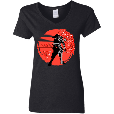 T-Shirts Black / S Samurai Pixel Women's V-Neck T-Shirt