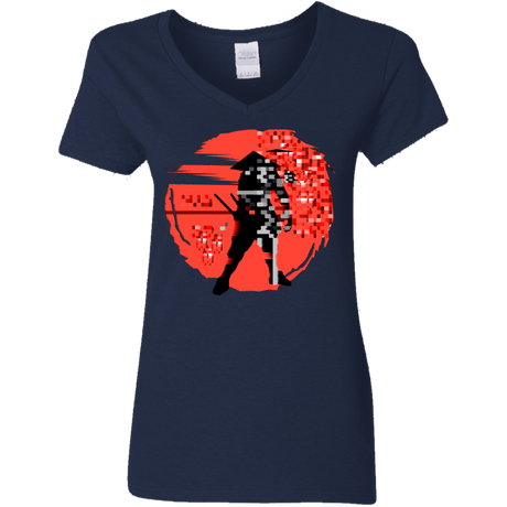 T-Shirts Navy / S Samurai Pixel Women's V-Neck T-Shirt