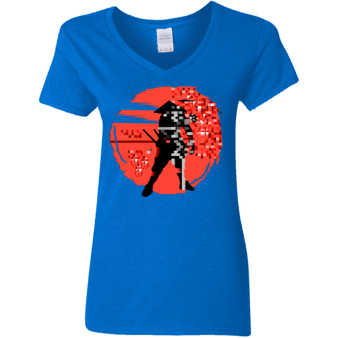 T-Shirts Royal / S Samurai Pixel Women's V-Neck T-Shirt