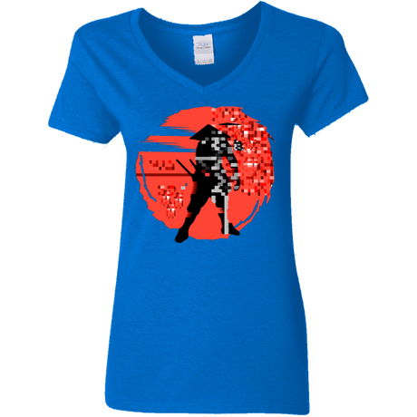 T-Shirts Royal / S Samurai Pixel Women's V-Neck T-Shirt