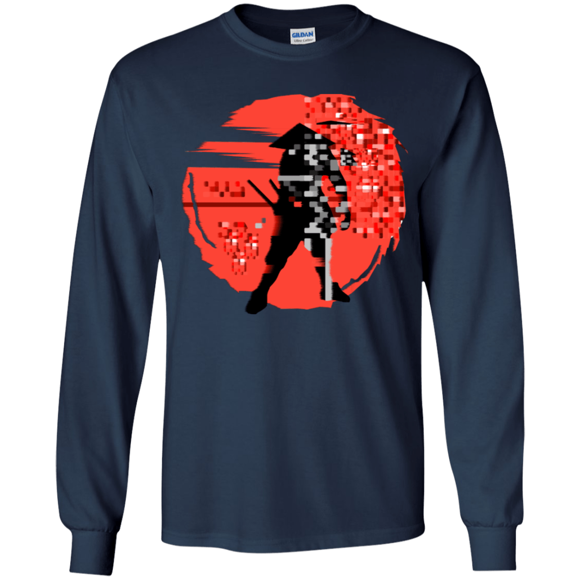 T-Shirts Navy / YS Samurai Pixel Youth Long Sleeve T-Shirt